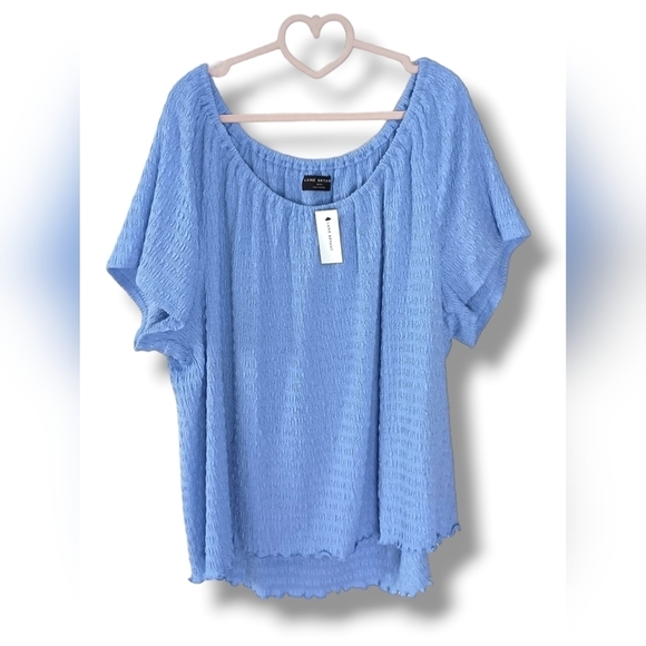 NWT Lane Bryant Fitted Cap Sleeve Wide Scoop Neck Blouse - Picture 2 of 7